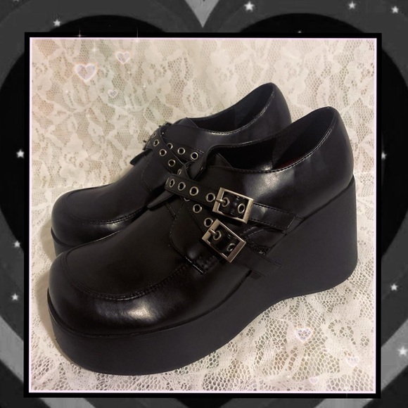 Vintage 90s Chunky Platform Buckle Loafers - Picture 1 of 3